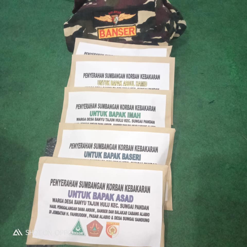 ANSOR BANSER ALABIO KALSEL BERSINERGI MELAKUKAN PENGGALANGAN DANA UNTUK MUSIBAH KEBAKARAN 5 SORBANSANTRI.COM