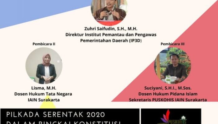 BAHAS PROBLEMATIKA PILKADA SERENTAK TAHUN 2020 DI TENGAH PANDEMI, PUSKOHIS IAIN SURAKARTA GELAR WEBINAR NASIONAL 1 SORBANSANTRI.COM