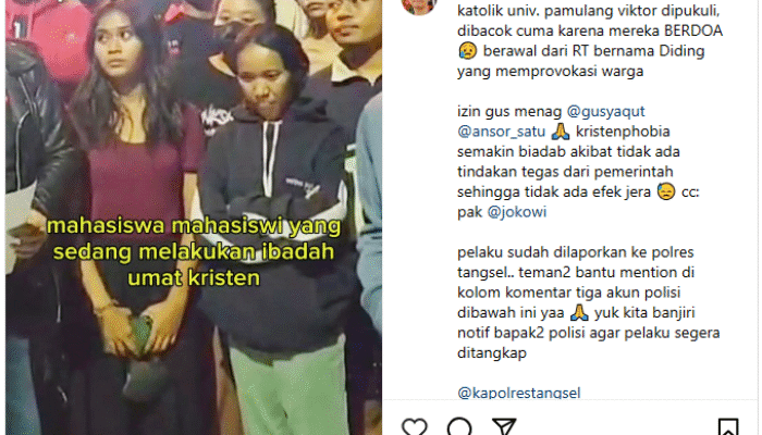 Persekusi Terhadap Mahasiswa Beribadah di Tangerang, Netizen Geram 1 SORBANSANTRI.COM