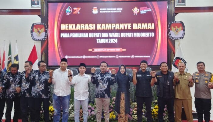 KPU Kabupaten Mojokerto Deklarasikan Kampanye Damai Pilkada 2024 1 SORBANSANTRI.COM